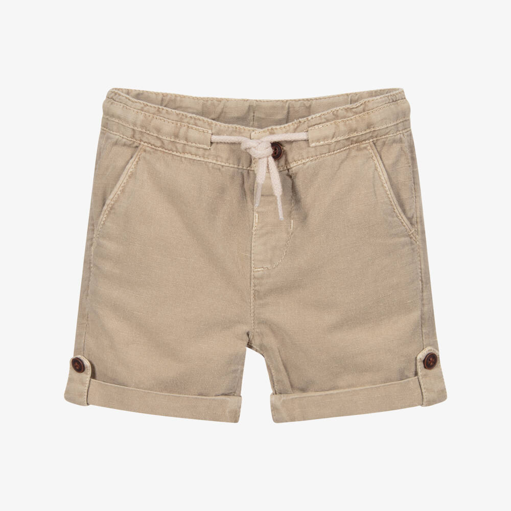 Mayoral-شورت أطفال ولادي قطن وكتّان لون بيج | Childrensalon Outlet