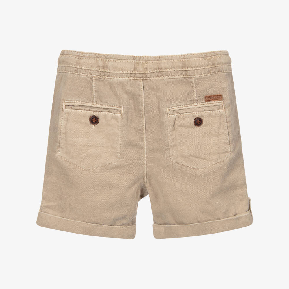 Mayoral-Beige Cotton & Linen Shorts | Childrensalon Outlet