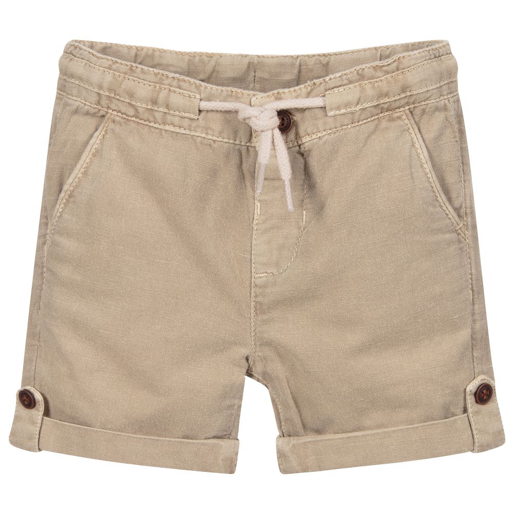 Mayoral - Beige Baumwoll- und Leinenshorts | Childrensalon