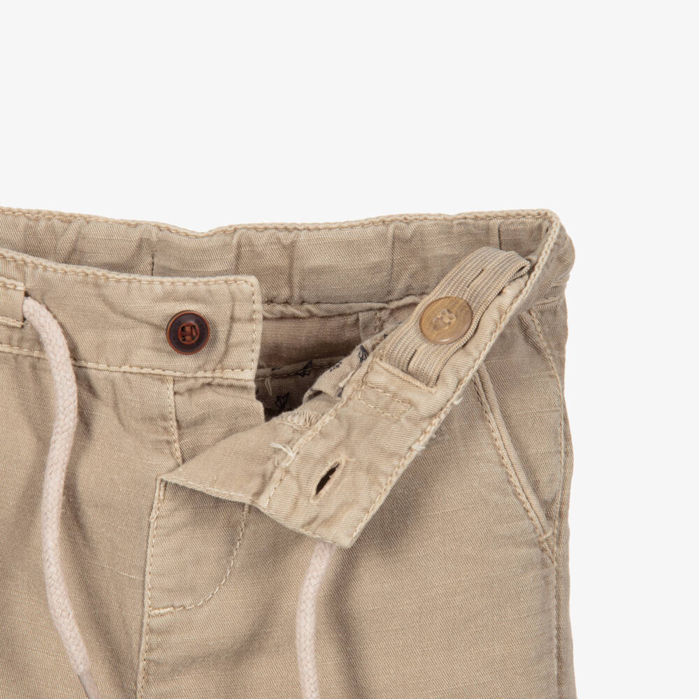 Mayoral-Beige Cotton & Linen Shorts | Childrensalon Outlet