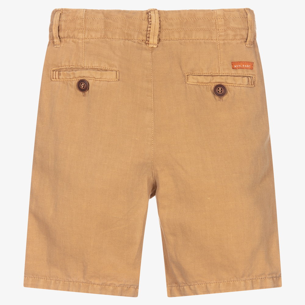 Mayoral-Beige Cotton & Linen Shorts | Childrensalon Outlet