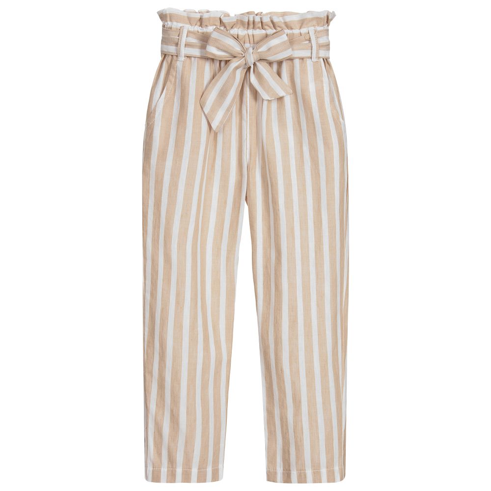 Mayoral - Beige Cotton Striped Trousers | Childrensalon
