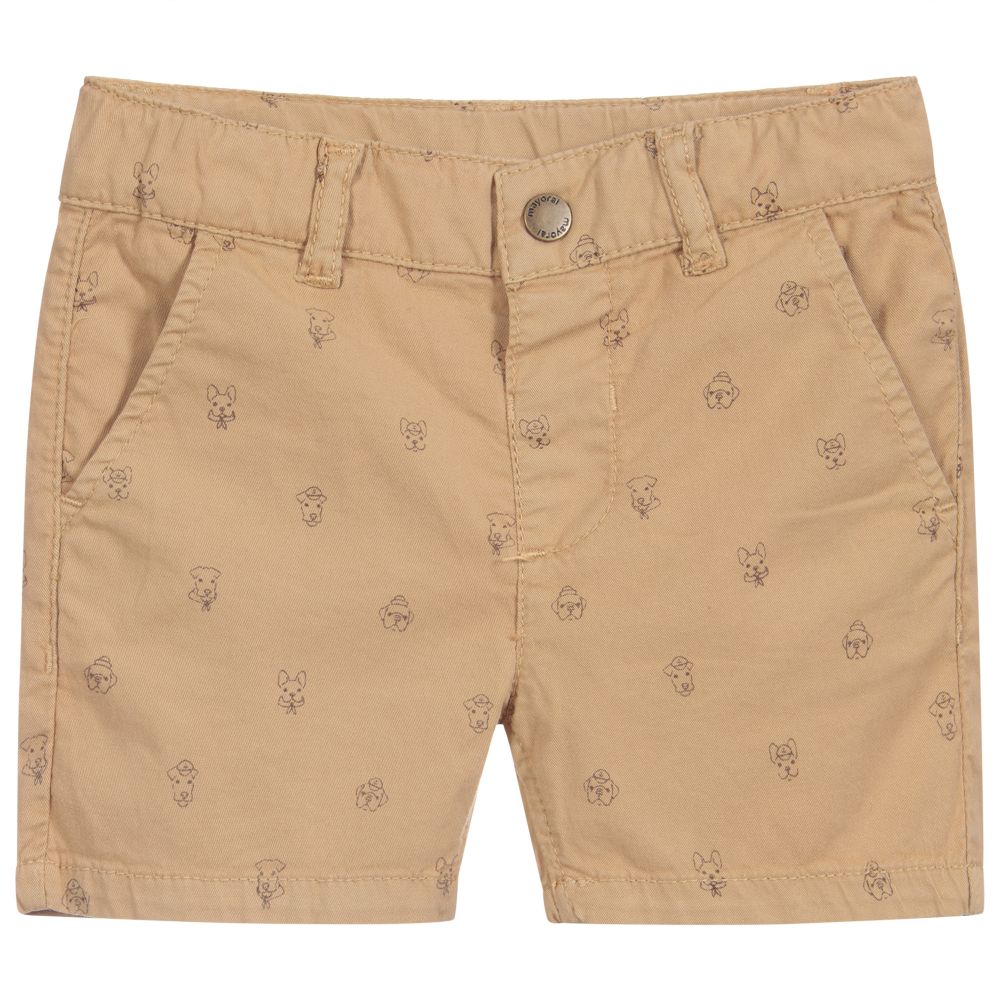 Mayoral - Beige Dog Print Cotton Shorts | Childrensalon