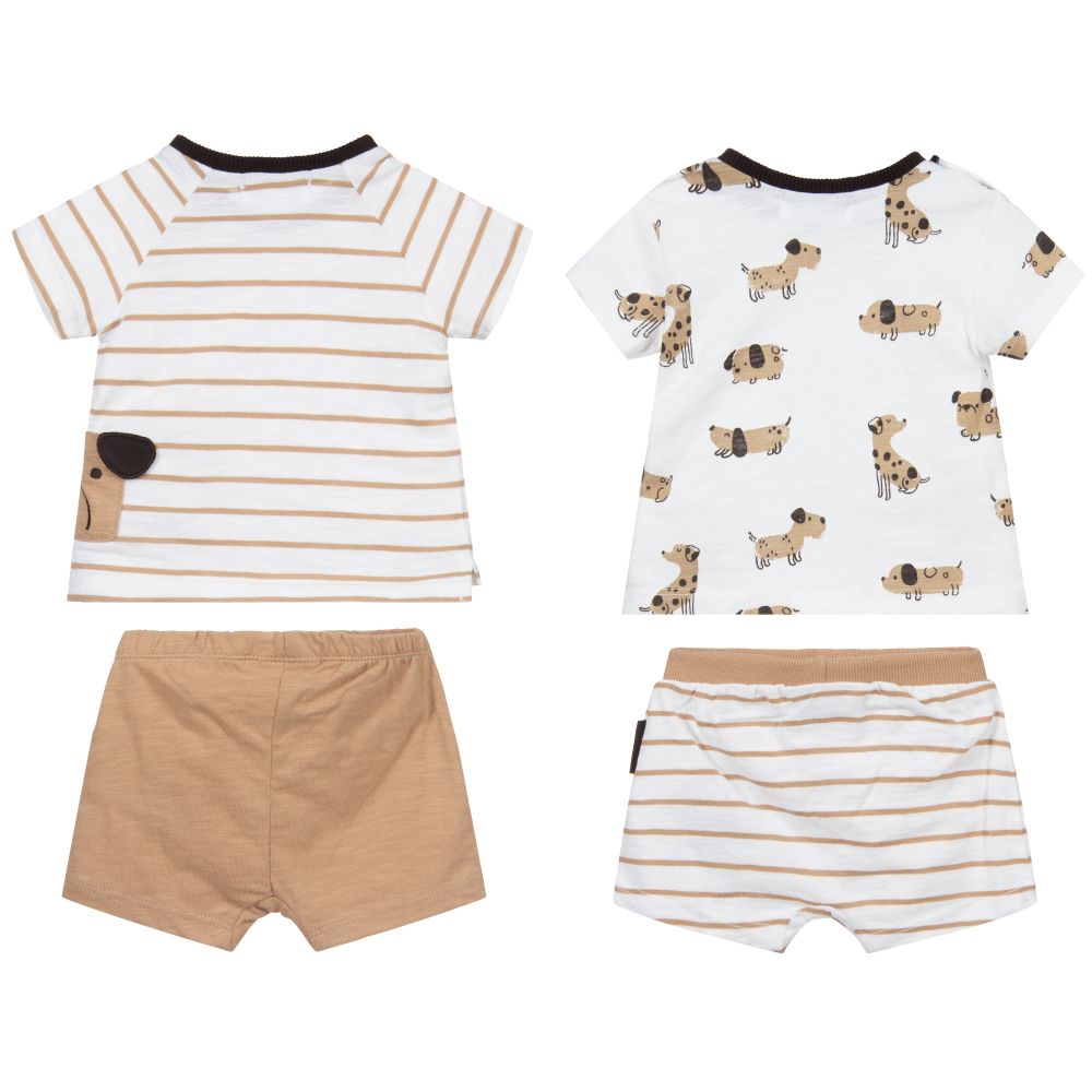 Mayoral Newborn-Beige Dog Shorts Set (2 Pack) | Childrensalon Outlet