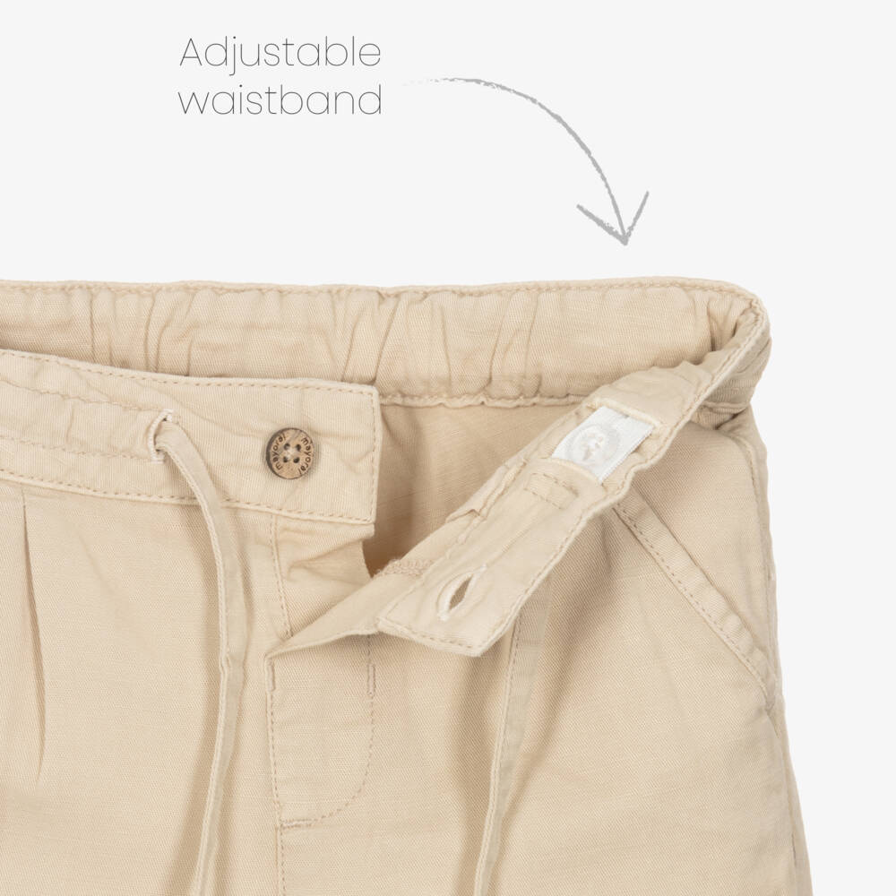 Mayoral-Beige Drawstring Linen Trousers | Childrensalon Outlet