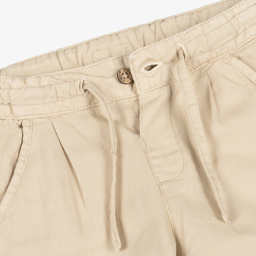 Mayoral-Beige Drawstring Linen Trousers | Childrensalon Outlet