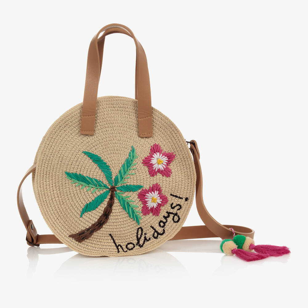 Mayoral - Beige Embroidered Shoulder Bag (25cm) | Childrensalon