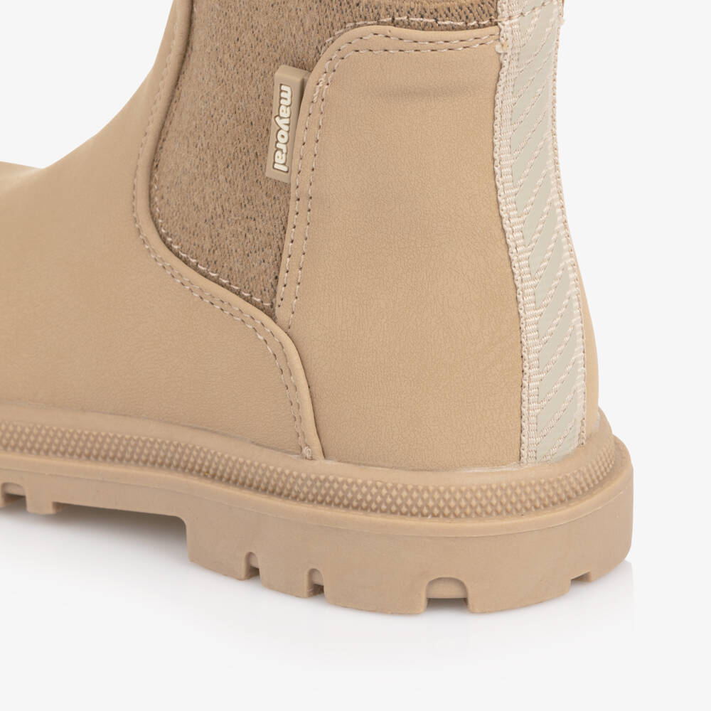 Mayoral-Beige Faux Leather Chelsea Boots | Childrensalon Outlet