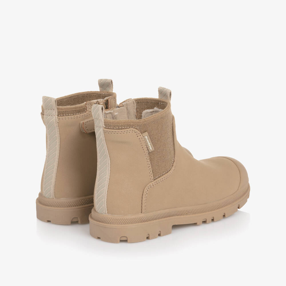 Mayoral-Beige Faux Leather Chelsea Boots | Childrensalon Outlet