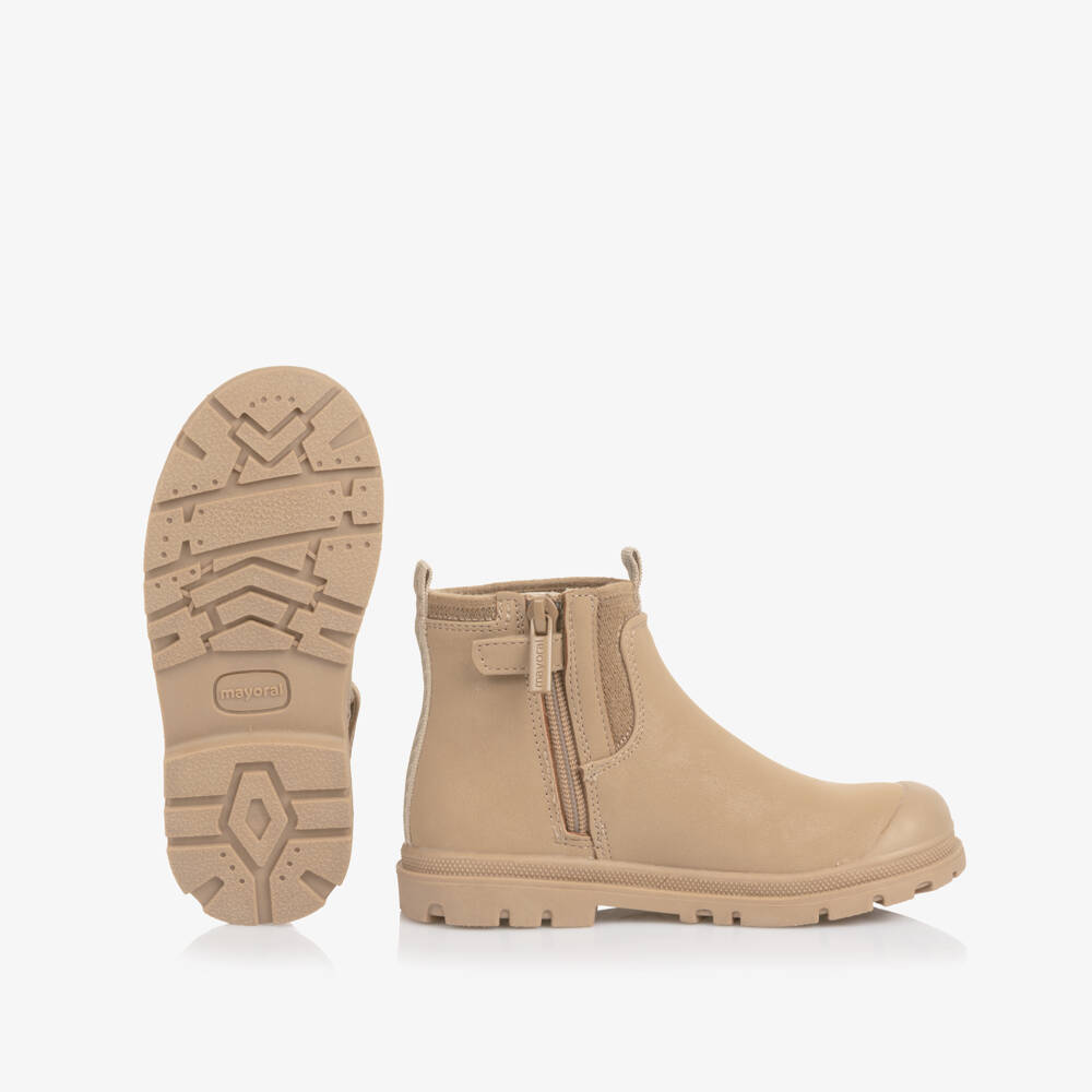 Mayoral-Beige Faux Leather Chelsea Boots | Childrensalon Outlet