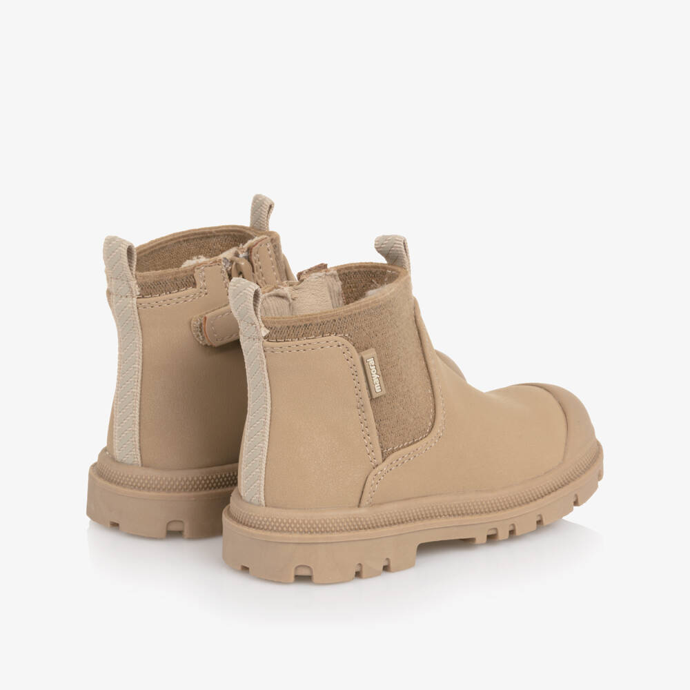 Mayoral-Beige Faux Leather Chelsea Boots with Side Zip | Childrensalon Outlet