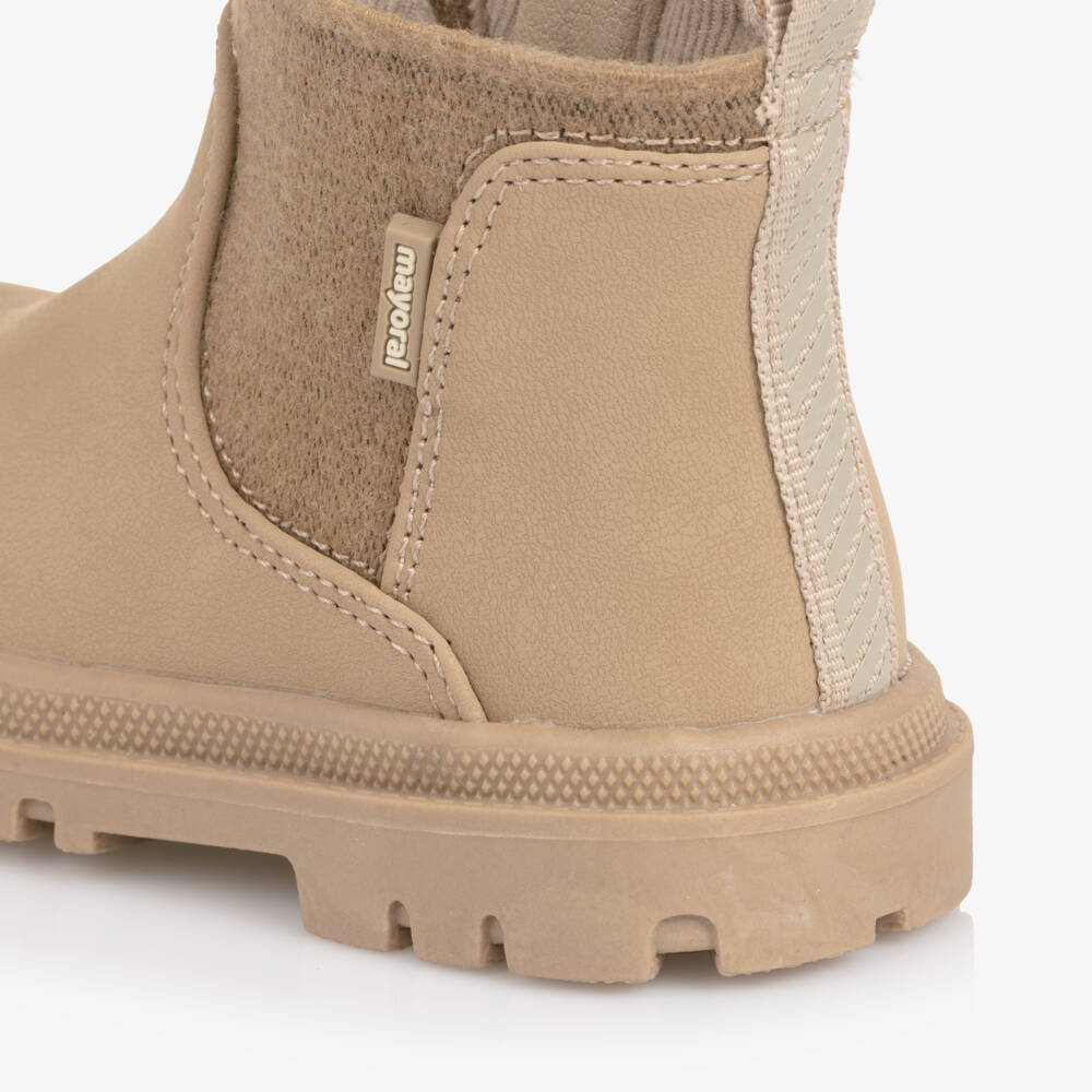 Mayoral-Beige Faux Leather Chelsea Boots with Side Zip | Childrensalon Outlet