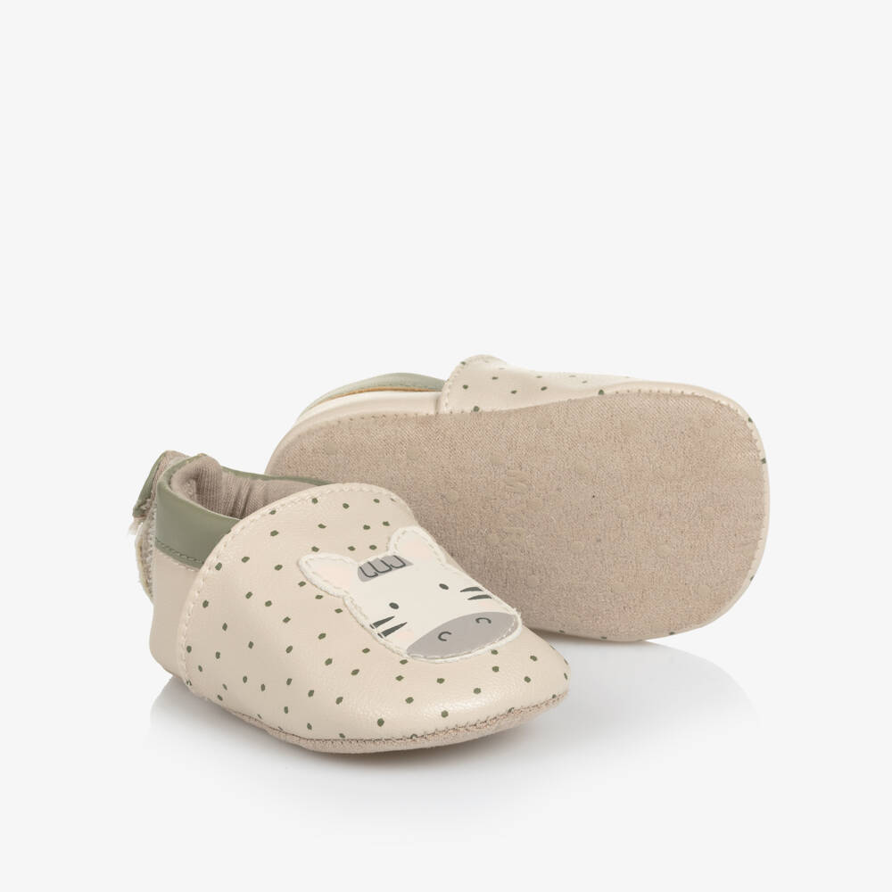 Mayoral Для новорожденных-Бежевые пинетки из искусственной кожи с зебровым принтом для малышей | Childrensalon Outlet