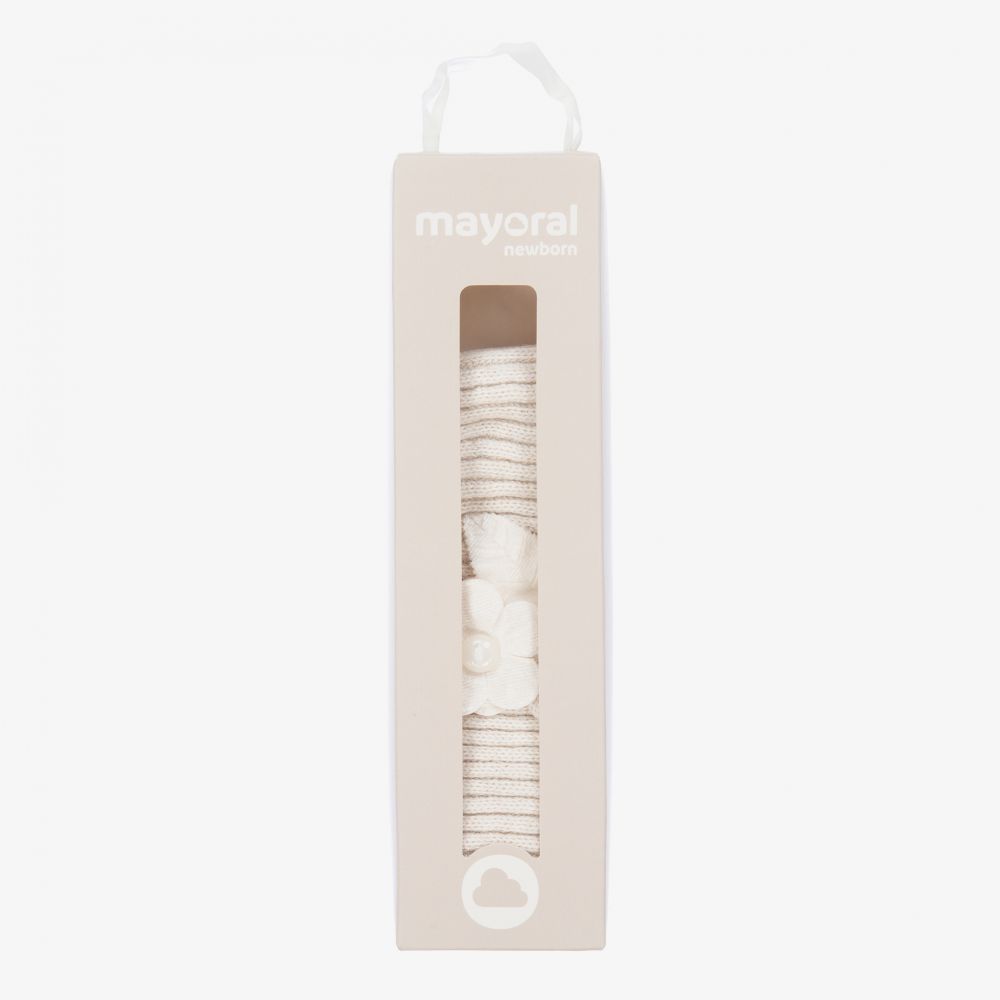 Mayoral Для новорожденных-Бежевая трикотажная повязка на голову с цветком | Childrensalon Outlet