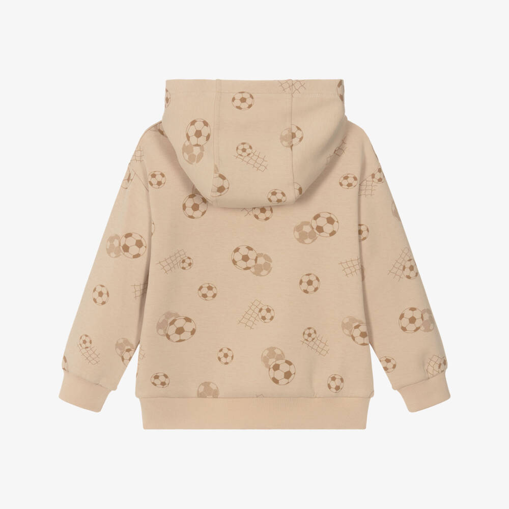 Mayoral-Beige Football Print Hoodie | Childrensalon Outlet
