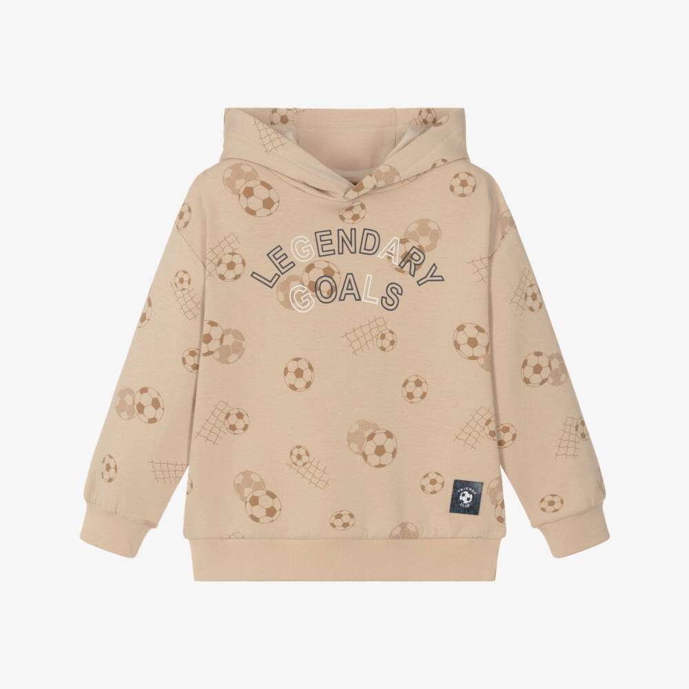 Mayoral-Beige Football Print Hoodie | Childrensalon Outlet