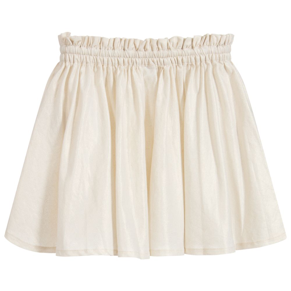 Mayoral-Beige & Gold Linen Skirt | Childrensalon Outlet