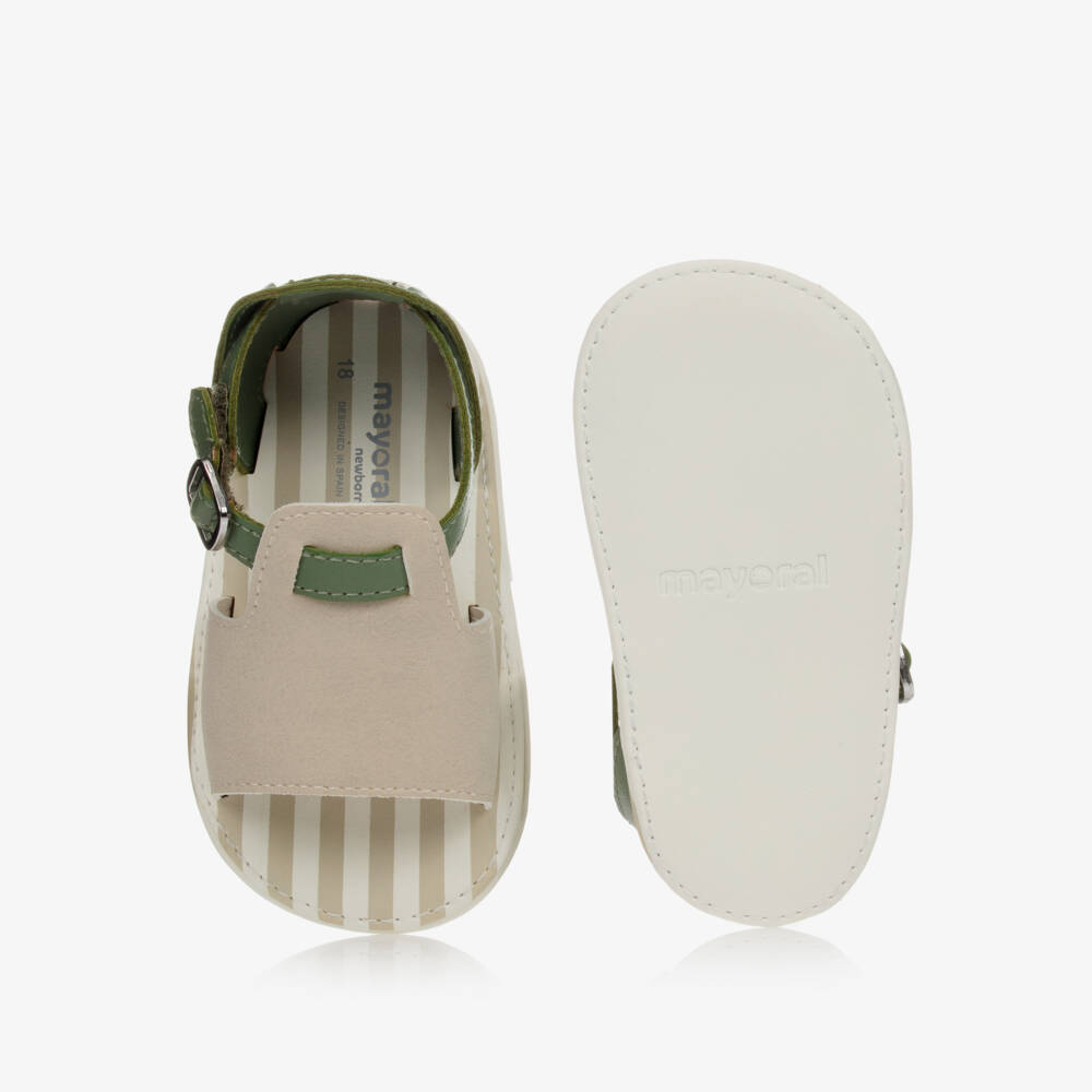 Mayoral-Beige & Green Baby Sandals | Childrensalon Outlet