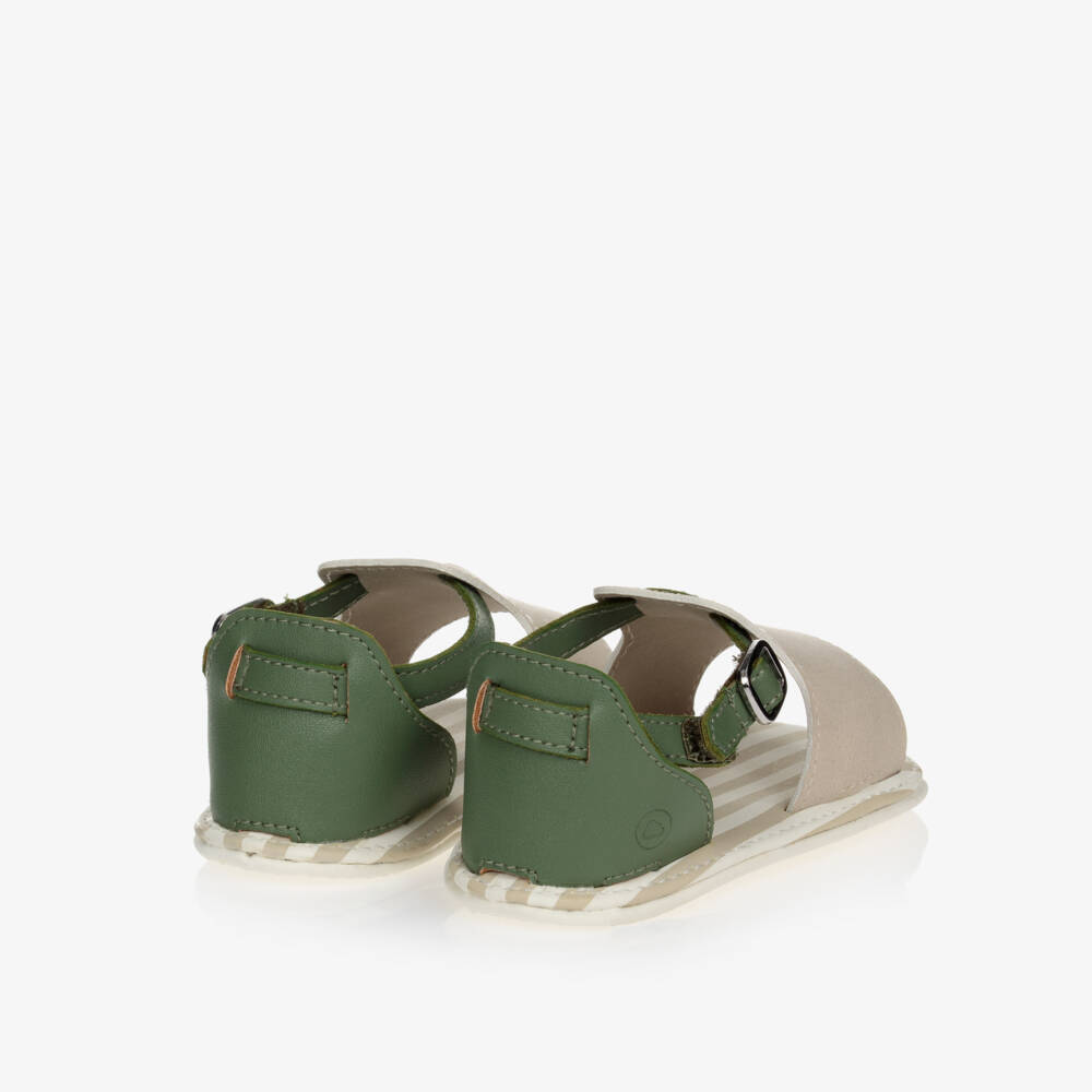 Mayoral-Beige & Green Baby Sandals | Childrensalon Outlet
