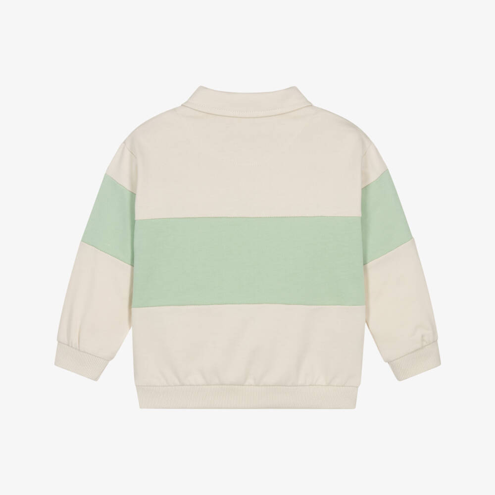 Mayoral-Beige & Green Truck Stripe Sweatshirt | Childrensalon Outlet
