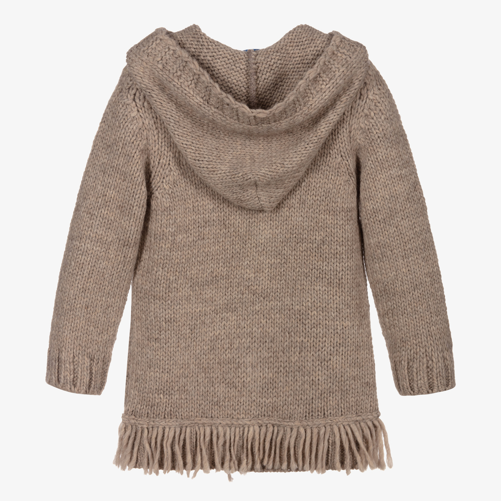 Beige hooded online cardigan