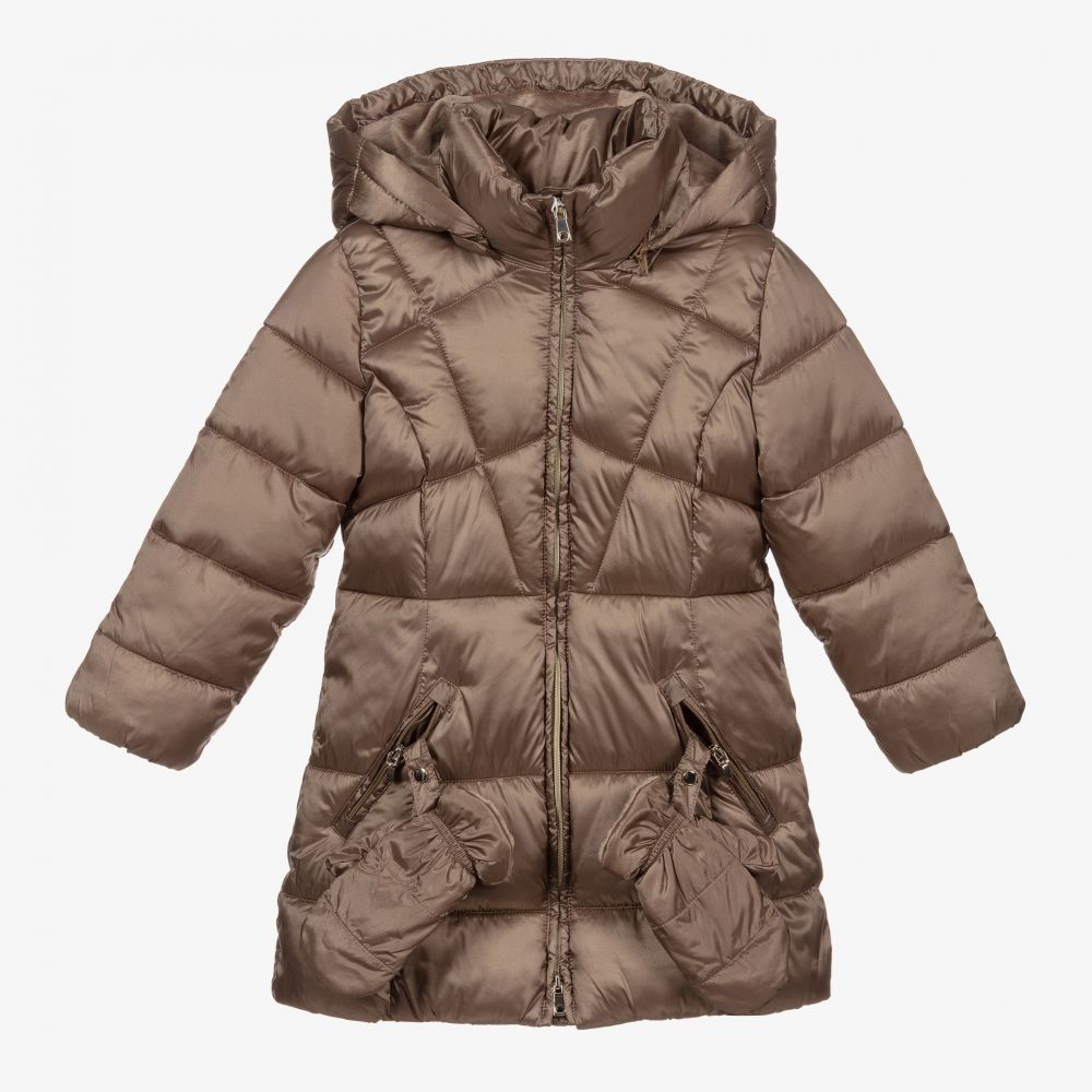 Mayoral - Beige Hooded Puffer Coat | Childrensalon