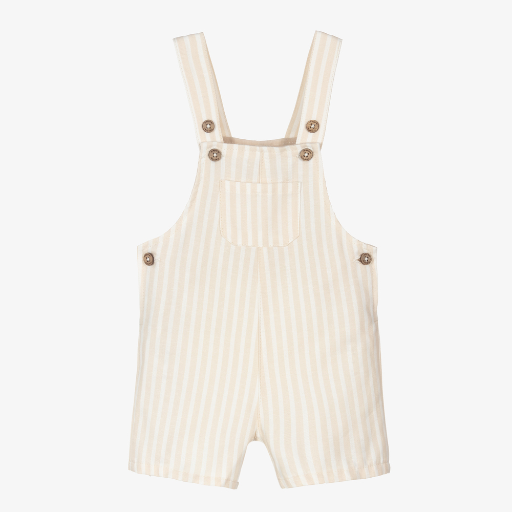 Mayoral - Beige & Ivory Dungaree Shorts | Childrensalon