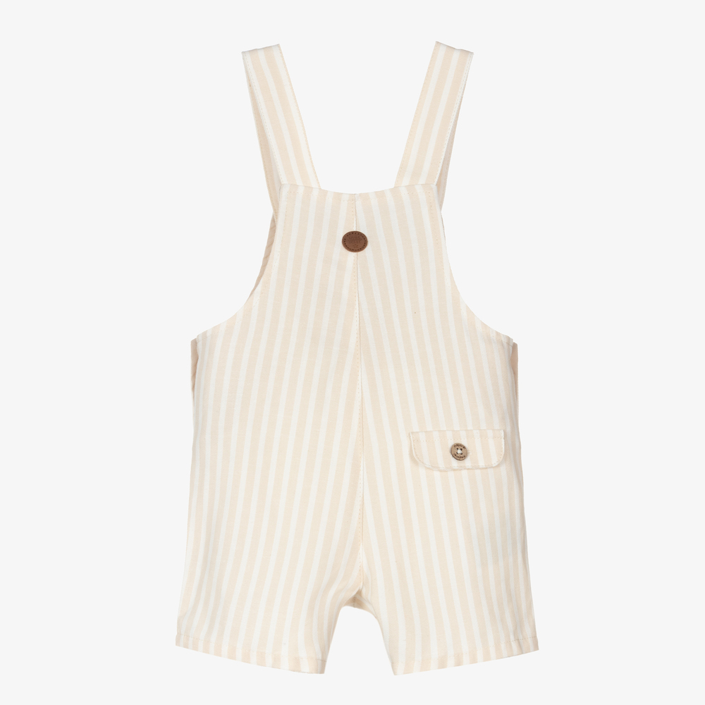 مايورال-شورت دانغريز مزيج قطن وكتان تويل لون بيج وعاجي | Childrensalon Outlet