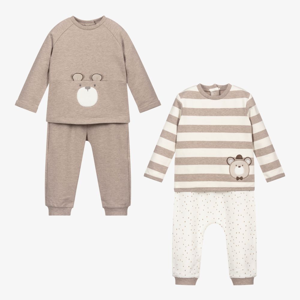 Mayoral Newborn - Beige & Ivory Outfits (2 Pack) | Childrensalon