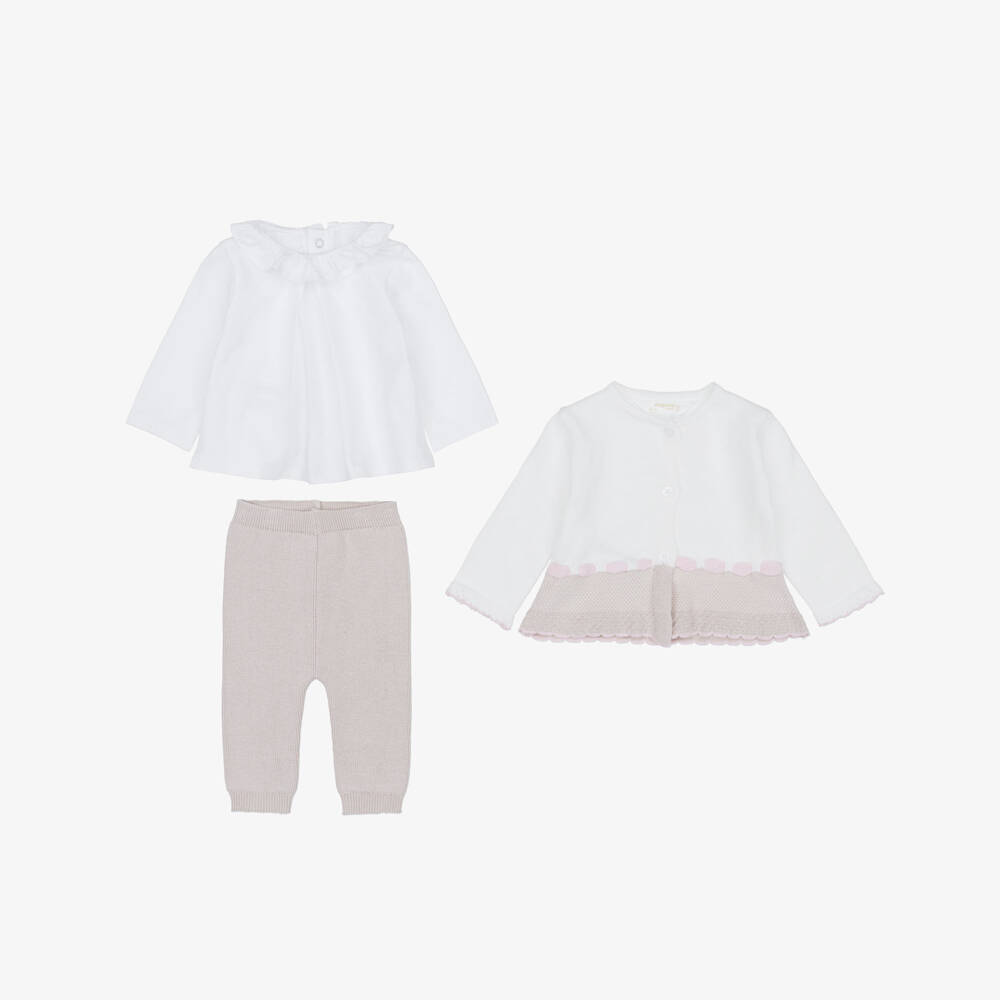 Mayoral Newborn-Beige Knit Trousers Set | Childrensalon Outlet