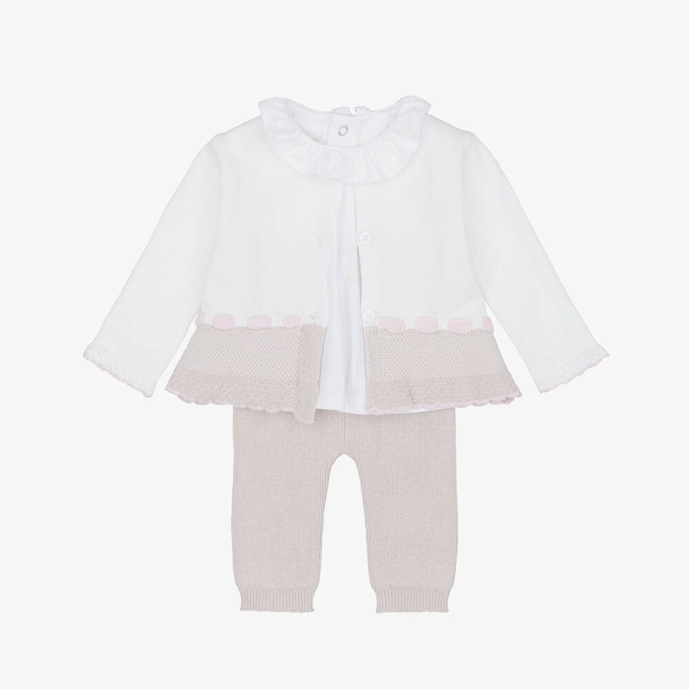 Mayoral Newborn-Beige Knit Trousers Set | Childrensalon Outlet