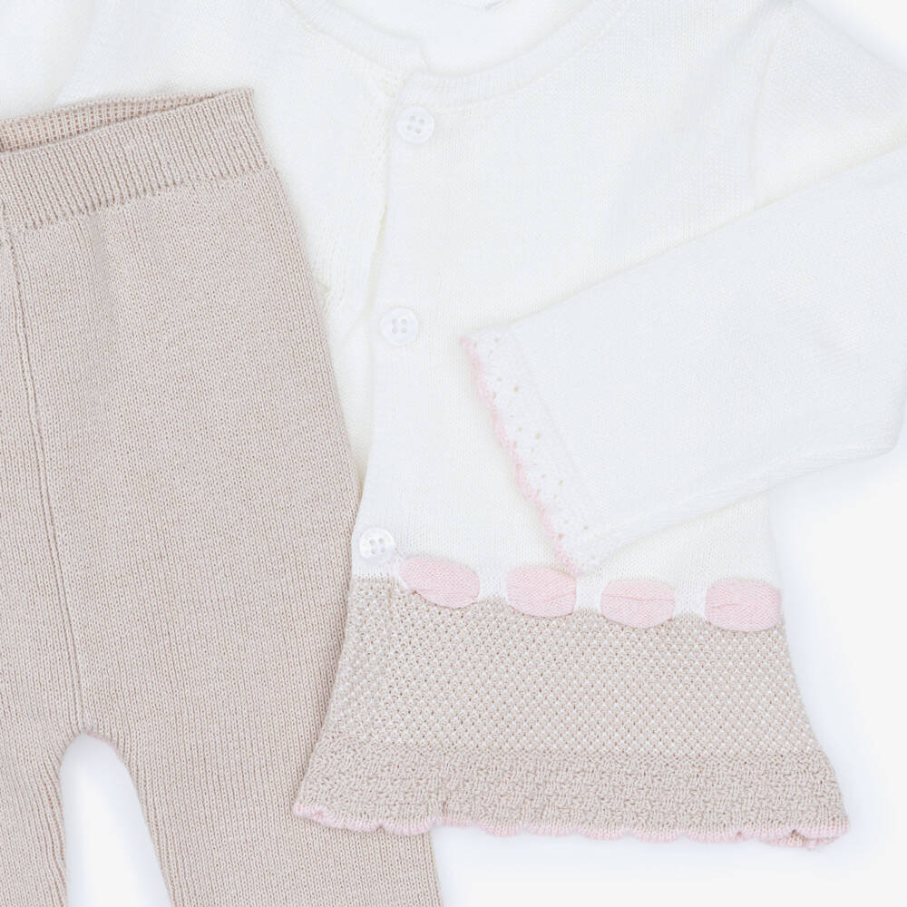 Mayoral Newborn-Beige Knit Trousers Set | Childrensalon Outlet