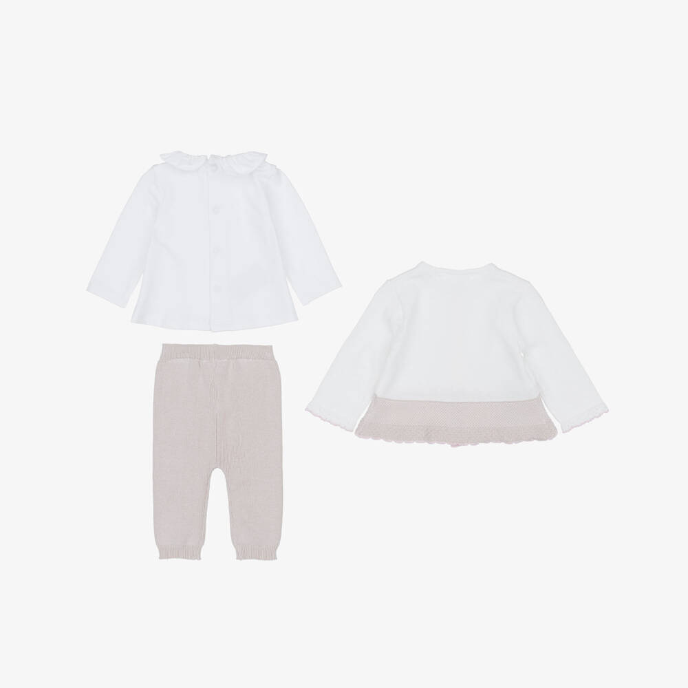 Mayoral Newborn-Beige Knit Trousers Set | Childrensalon Outlet