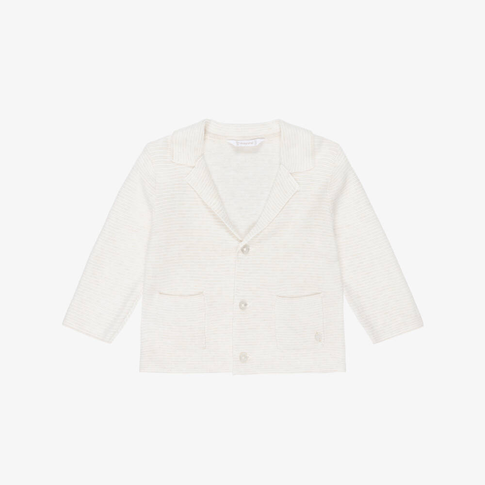 Mayoral-Beige Knitted Button Cardigan | Childrensalon Outlet