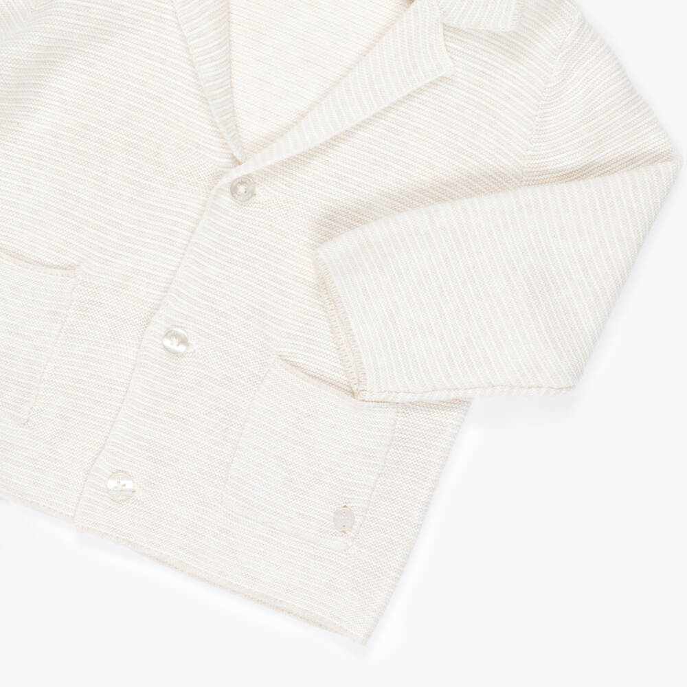 Mayoral-Beige Knitted Button Cardigan | Childrensalon Outlet