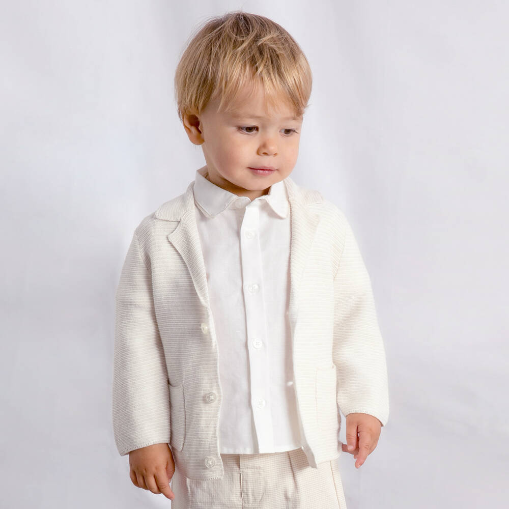 Mayoral-Beige Knitted Button Cardigan | Childrensalon Outlet