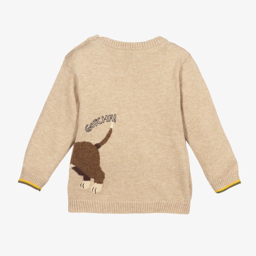 Mayoral-Beige Knitted Dog Jumper | Childrensalon Outlet