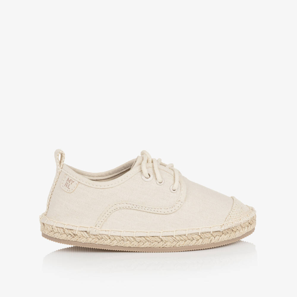 Mayoral-Beige Lace Up Espadrille | Childrensalon Outlet