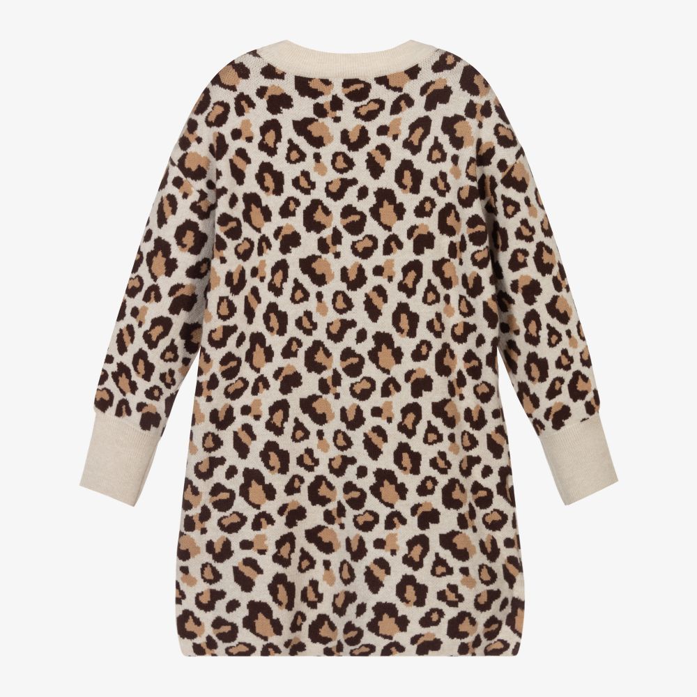 Mayoral-Beige Leopard Knitted Dress | Childrensalon Outlet