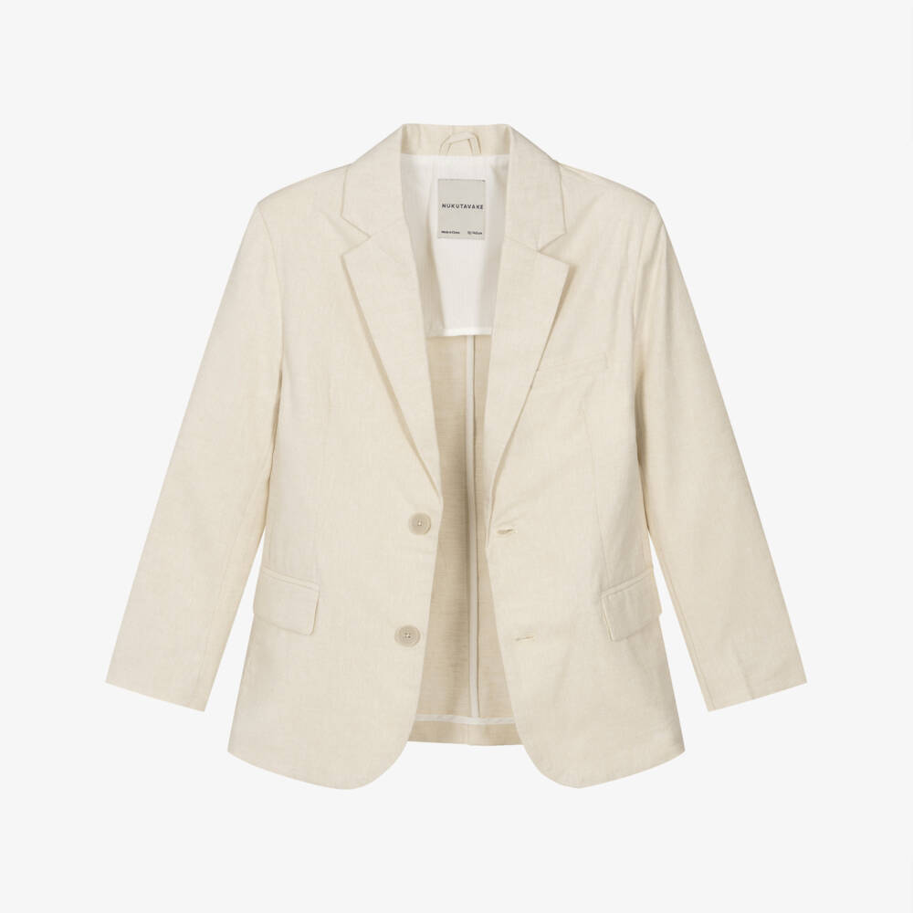 Mayoral Nukutavake-Beige Linen Mix Blazer | Childrensalon Outlet