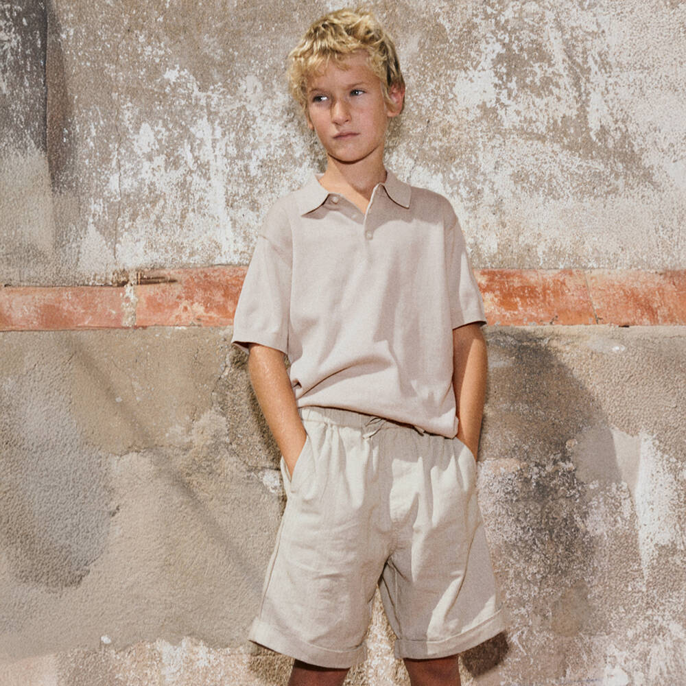 Mayoral Nukutavake-Beige Linen Mix Short | Childrensalon Outlet