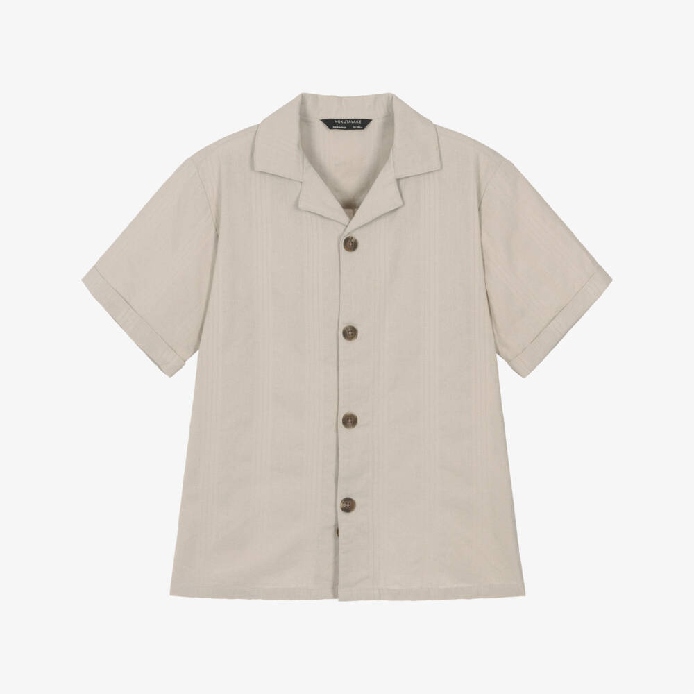 Mayoral Nukutavake-Beige Linen Mix Ss Shirt | Childrensalon Outlet