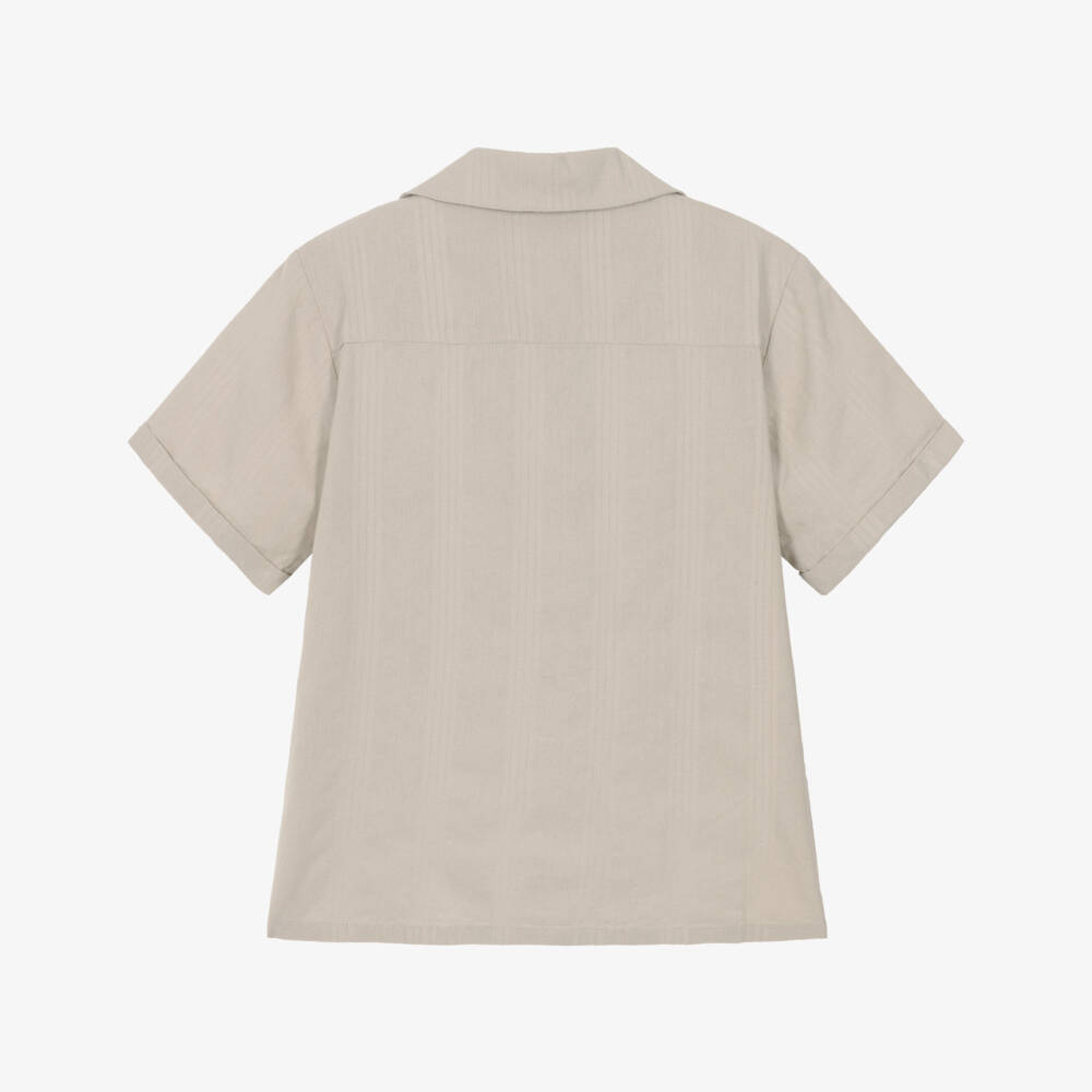 Mayoral Nukutavake-Beige Linen Mix Ss Shirt | Childrensalon Outlet