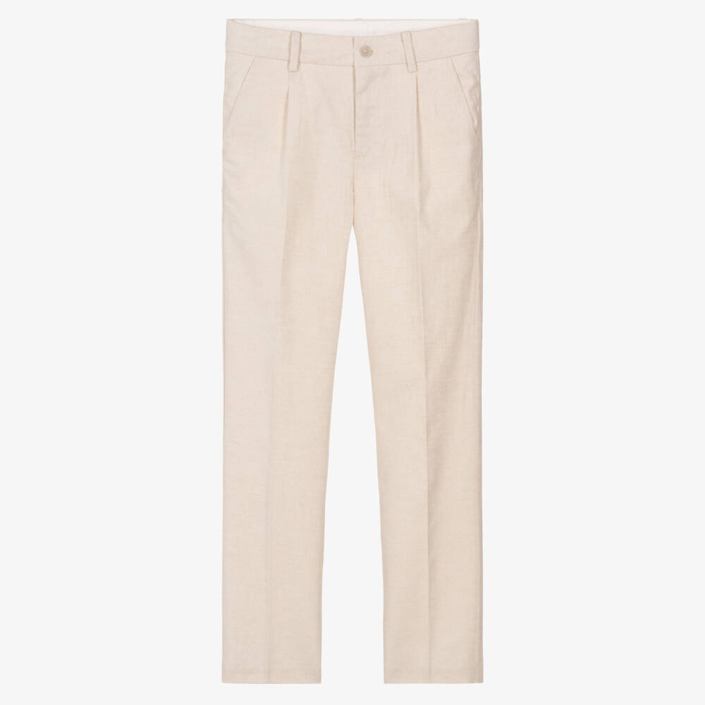 Mayoral Nukutavake-Beige Linen Mix Trouser | Childrensalon Outlet
