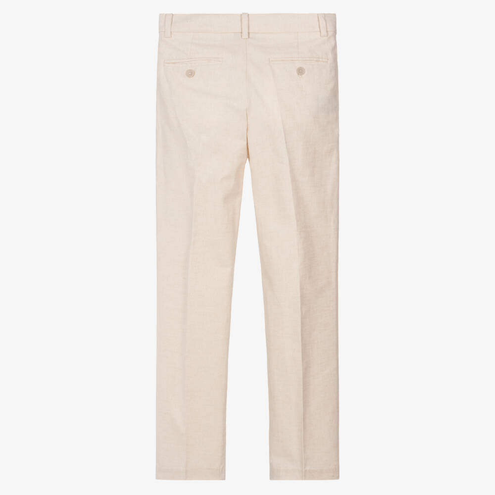 Mayoral Nukutavake-Beige Linen Mix Trouser | Childrensalon Outlet