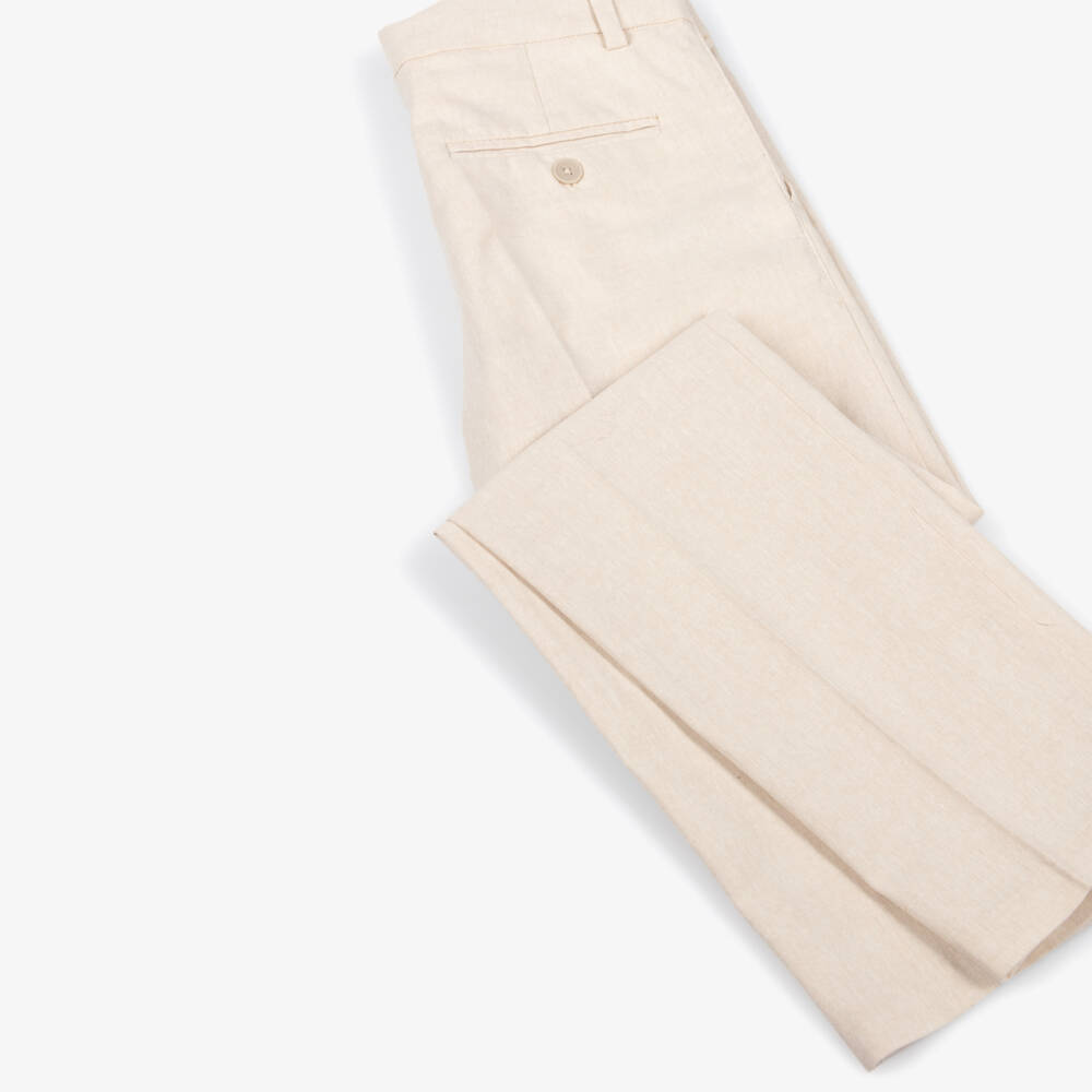 Mayoral Nukutavake-Beige Linen Mix Trouser | Childrensalon Outlet