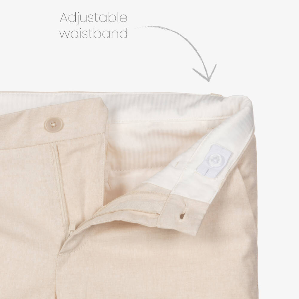 Mayoral Nukutavake-Beige Linen Mix Trouser | Childrensalon Outlet
