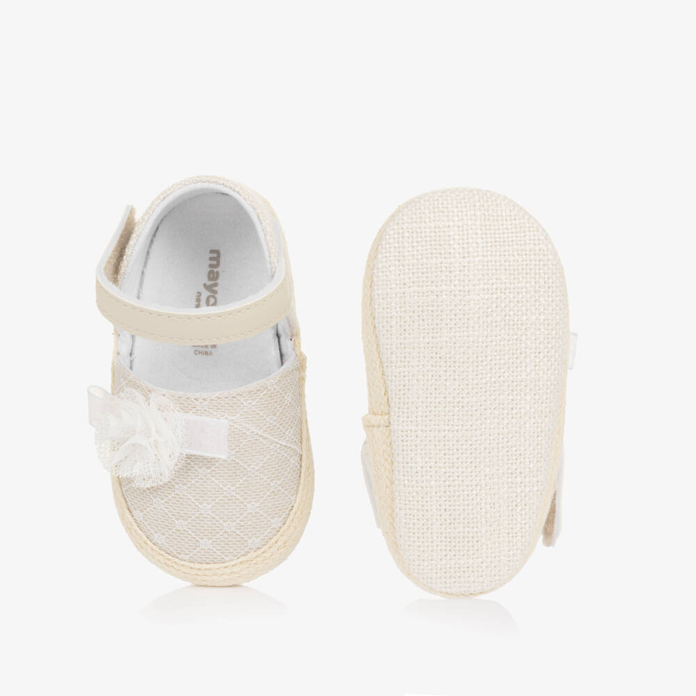 Mayoral Newborn-Beige Linen Pre Walkers | Childrensalon Outlet