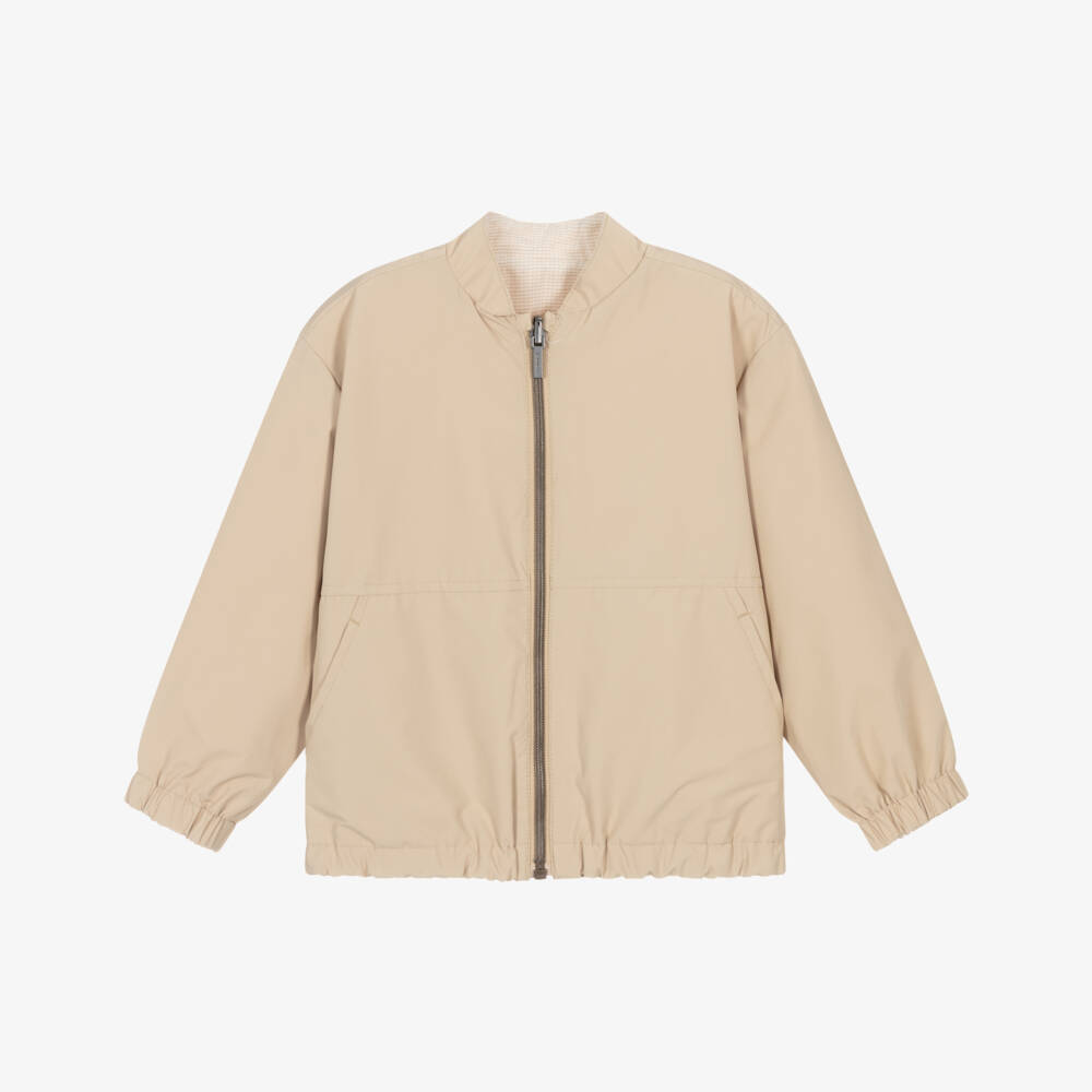 Mayoral-Beige Linen Reversible Short Jacket | Childrensalon Outlet