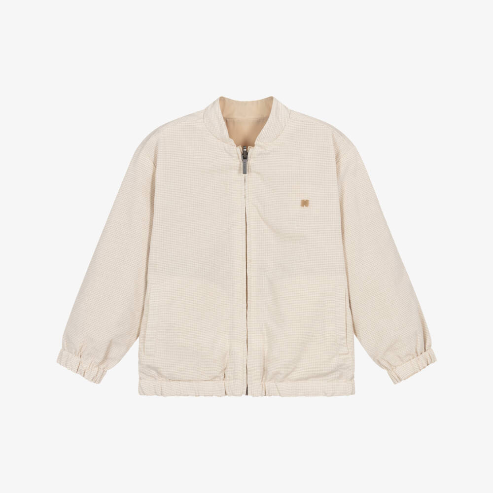 Mayoral-Beige Linen Reversible Short Jacket | Childrensalon Outlet